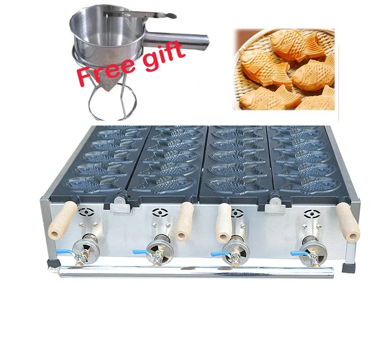 Gratis frakt ~ Gas typ 12 datorer Taiyaki Maker Machine Fish Waffle Makers med non-stick belagd aluminiumform