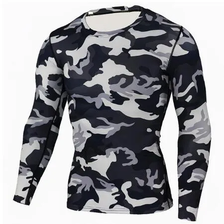 Ny kamouflage Militär T-shirt Bodybuilding Tights Fitness Men Snabbtork Camo Långärmad T-shirts Crossfit Compression Shirt