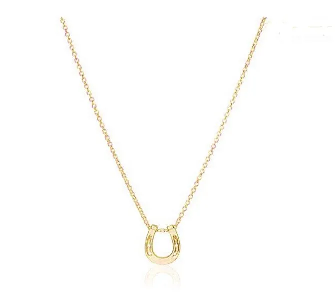 With card Silver and gold color cute Dogeared Necklaces with U pendant Lucky horseshoe Necklace Blessing Card Necklace2736437