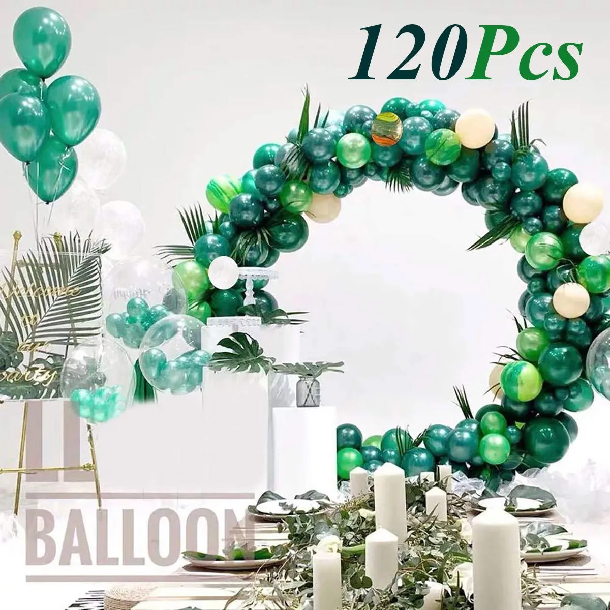 Ensemble De 12 Ballons D'animaux De La Jungle + 1 Ruban Vert