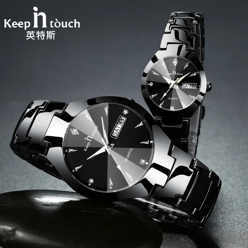 상자 CJ191116와 KEEP IN TOUCH 브랜드의 럭셔리 연인 시계 석영 달력 드레스 여성 남성 시계 커플 시계 Relojes 험 브레 2019