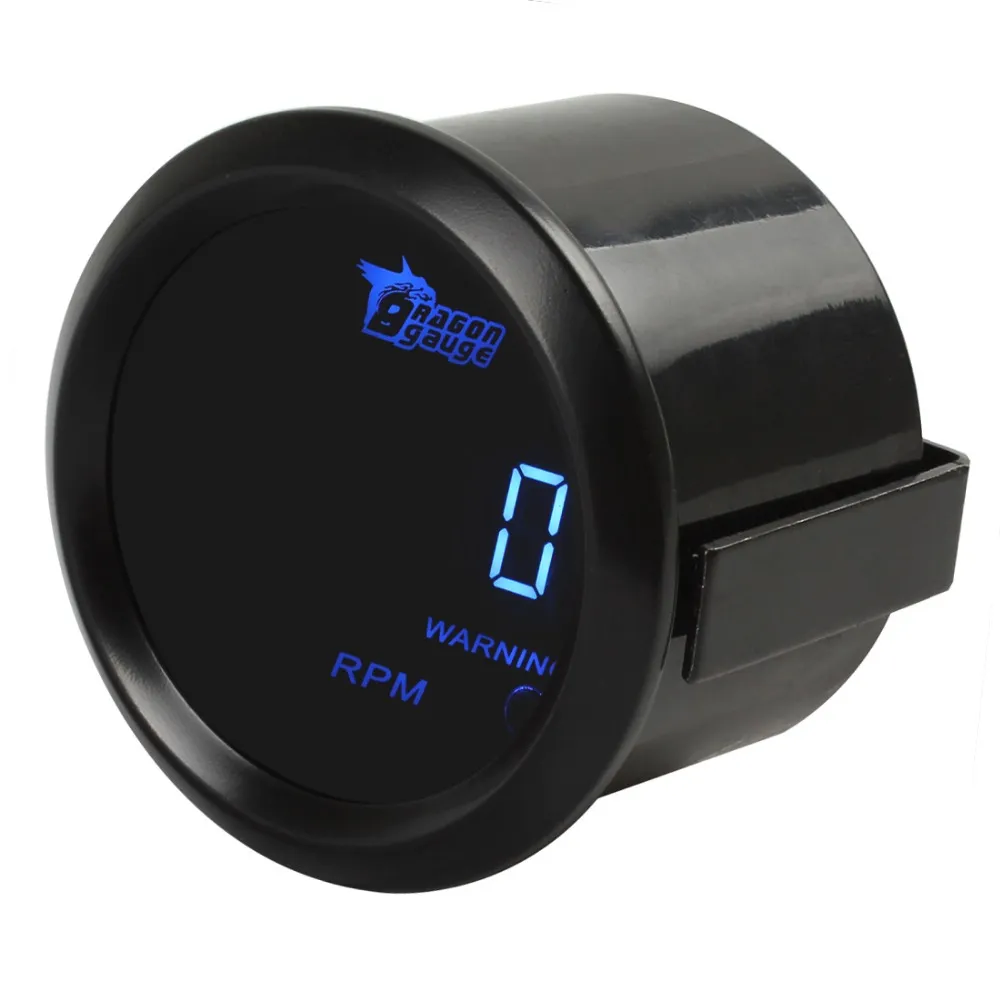 Freeshipping 2 "52mm DC10 - 15V Black Car Blue LED Universal Digital Tacho Meter 0 ~ 9999RPM