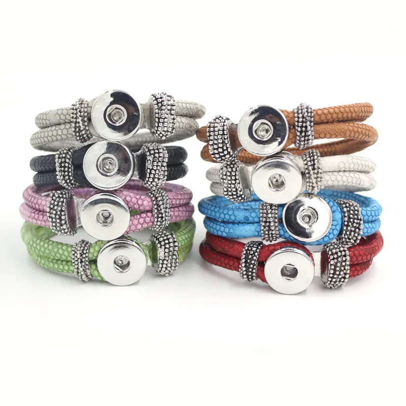 Wholesale Snap Jewelry liobonar snaps buttons charms Bracelet Wrist Leather Bracelets bangle women gift