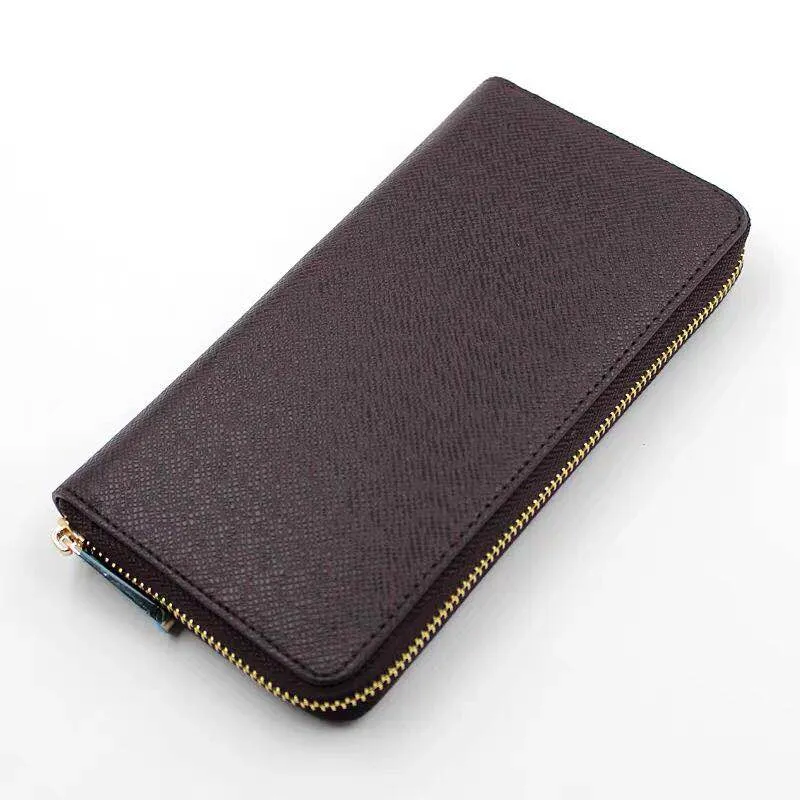 Wholesale top quality men wallet genuine leather classic standard fashion leather long purse moneybag zipper pouch coin purse card holder