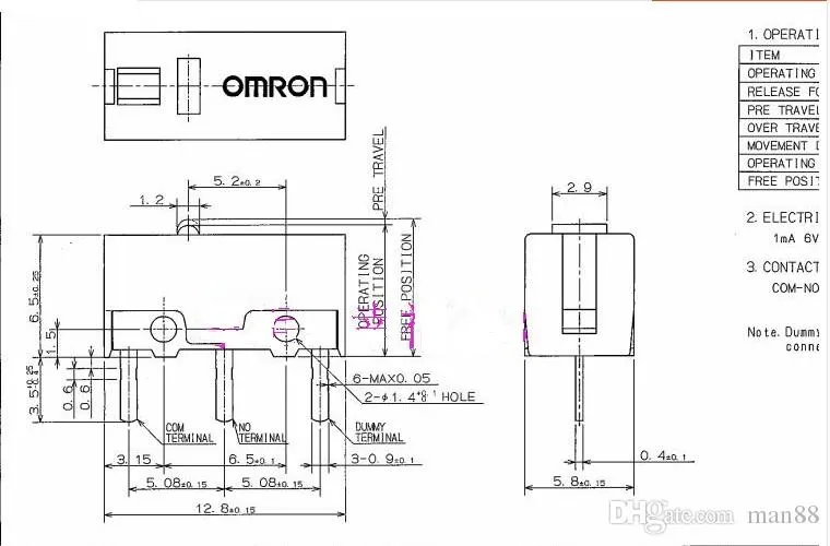10 Microswitch OMRON D2F-01F Per Mouse Gaming | Pulsanti Clic Per Mouse, Ricambio Per Gaming Competitivo