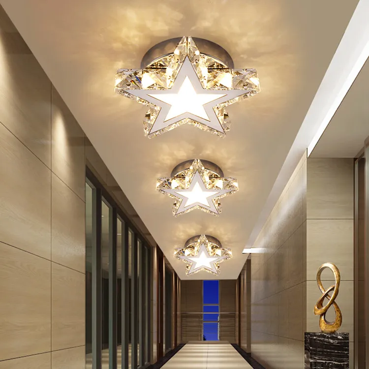 Moderne LED En Acier Inoxydable Cristal Étoiles Plafonniers Allée Couloir Lampe Acrylique Escalier Balcon Downlight Plafonnier Projecteur