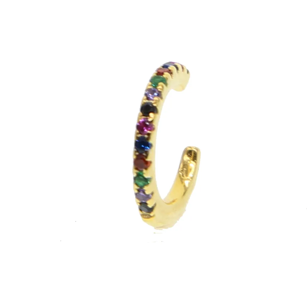 Earcuff Orecchini 925 Sterling Delicato Arcobaleno Cz Orecchini Piccole Dimensioni Bambina Orecchino Polsino Orecchio Colori Micro Pave Circle