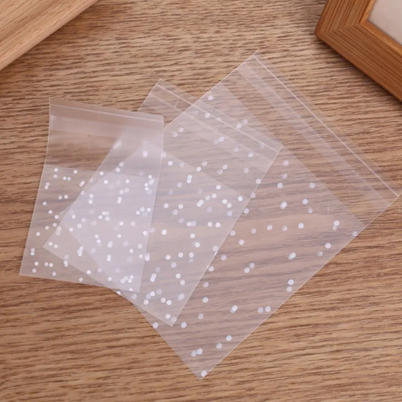 Self-adhesive Bags Plastic Transparent Dot Candy Cookie Gift Bag with DIY Self Adhesive Pouch Wedding Birthday Party