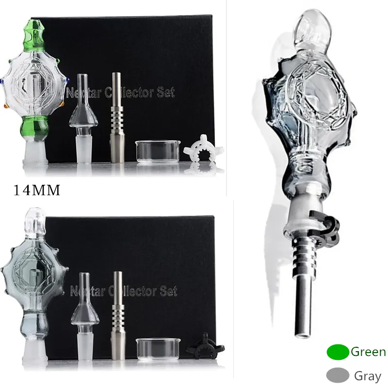 Mini petits tuyaux en verre avec plat de Dabber à ongles en titane 14mm tuyau en verre pointe de Quartz tuyaux en plastique Keck Clip