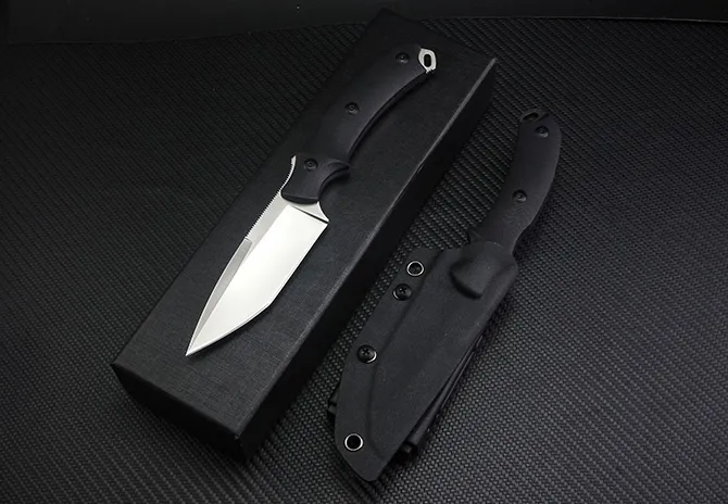 New Arrival Outdoor Survival Survival Prosto Nóż D2 Satyna / Czarny Kamienny Wash Tanto Blade Black G10 Full Tang Rękojeść z Kydex