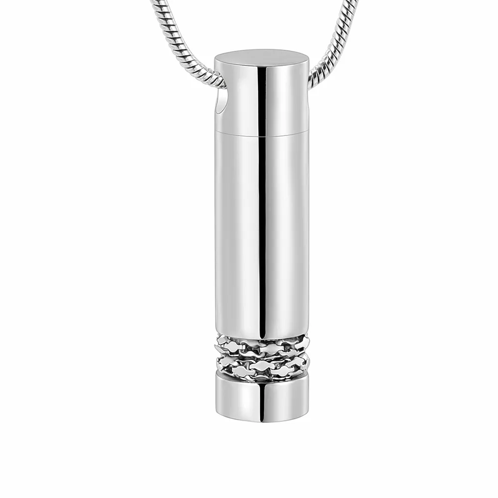 IJD11949 Newest Personalized Stainless Steel Cylinder Keepsake Memorial Ash Cremation Urn Pendant Necklace for Men/ Women Gift Item