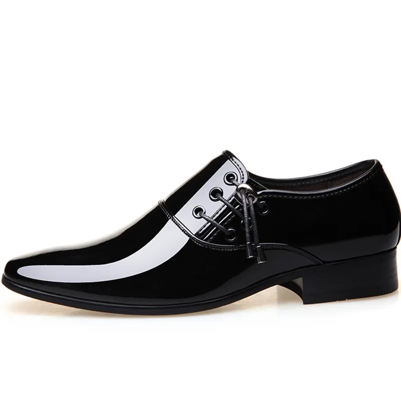 2019 Patent Leather Dress Shoes For Men Metal Pointed Toe Adult Elegant ...