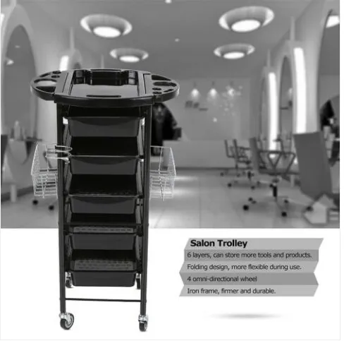 HOT Sales!!! Wholesales Free shipping Trolley Storage Tray Cart With 5 Plastic Pull Out Drawers for Hair Salon