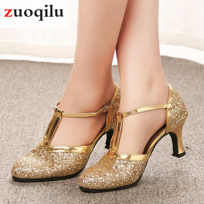 Goud hoge hakken Vrouwen Schoenen 2019 Pompen Vrouwen Schoenen Latin Dansschoenen 5CM Lage Hakken Vrouwelijke Bruiloft talon femme