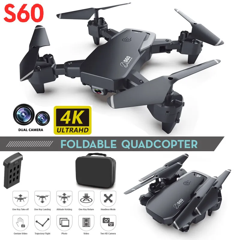 Drone Camera Drone 4k Wide Angle Camera WiFi fpv Dual Camera RC Quadcopter Height Keep pocket Drone Selfie Helicopter gift for kids