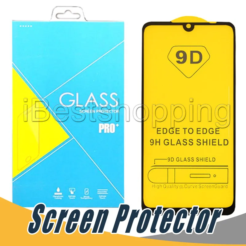 Glass temperato 9D Protezione dello schermo Protettivo Protezione Anti-Shatter Film per iPhone 12 11 Pro Max X XS Max XR 6S 7 8 Plus Mate 30 P30 LG Stylo 4 5 6