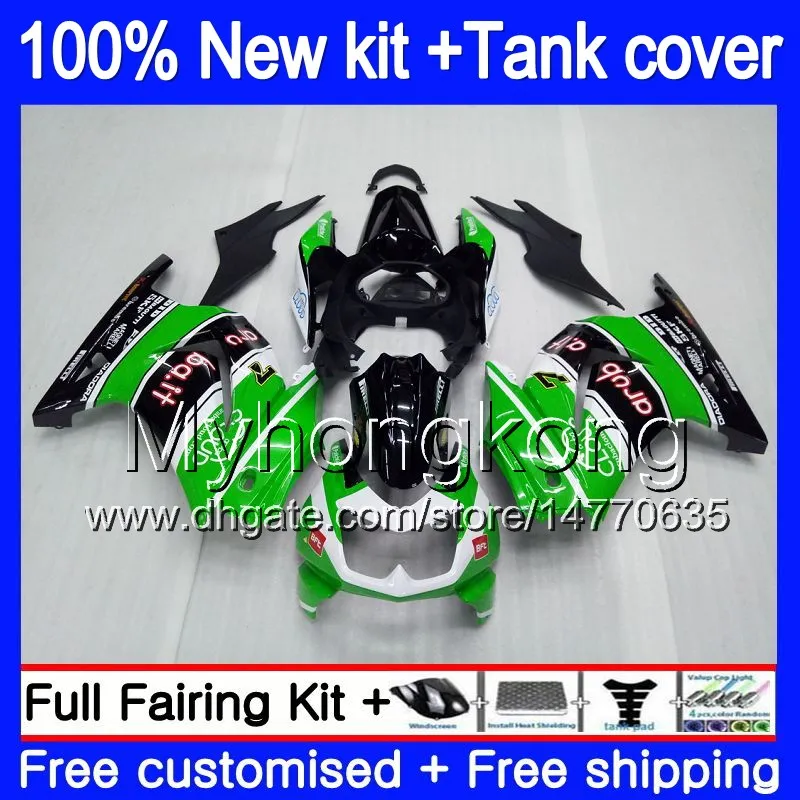 + Tank för Kawasaki EX-250 ZX-250R EX250R ZX250R EX250 GRÖN GLOSS 201MY.86 Ex 250 ZX 250R 08 09 10 11 12 2008 2009 2010 2011 2012 FAIRING