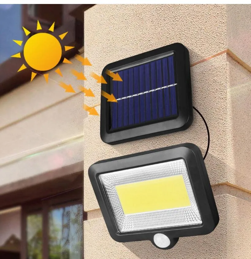 Luces solares para exteriores, 56 luces solares LED 120 luces de pared con  energía solar súper brillante con sensor de movimiento, luz de pared de  seguridad de jardín impermeable Ip65 con JAMW