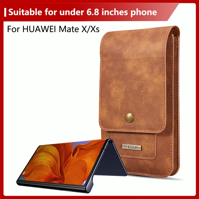 Original Capa Para Huawei Companheiro Tela dobrável Telefone Companheiro Xs Caso flexível X Tampa com cintura slot pendurado Universal Leather Pouch