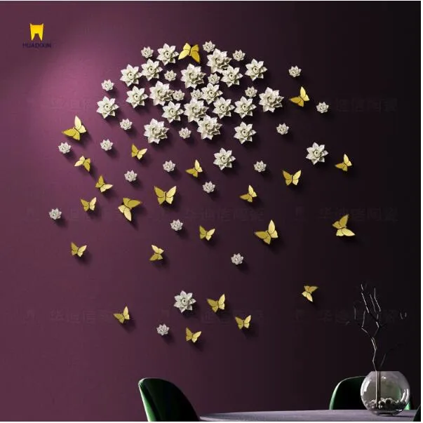 壁のペンダントは、家のアクセントのための蝶セラミックの創造的な装飾の装飾的なもの