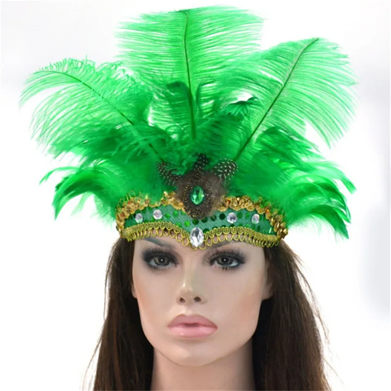 9 couleurs argent paillettes fête chapeaux carnaval mascarade plume coiffe  brésil Rio Cuba carnaval flotteur masque