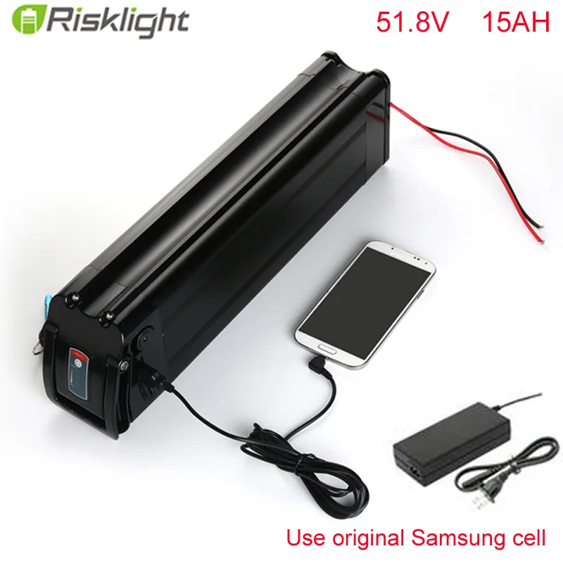 52V 1000W litiumjon Batteripack Down Tube 52V 15Ah Shark Ebike Batteri med USB-port för Samsung Cell