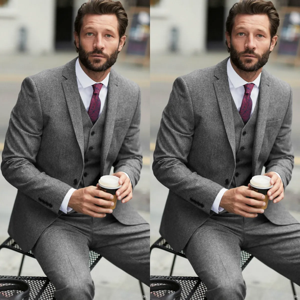 Mens Grey Wedding Vest Coat Pant Designs Three Pieces Wedding Suits For Men Groom Wear Formal Business Tuxedos Custom Made From Newdeve 82.06 DHgate.Com
