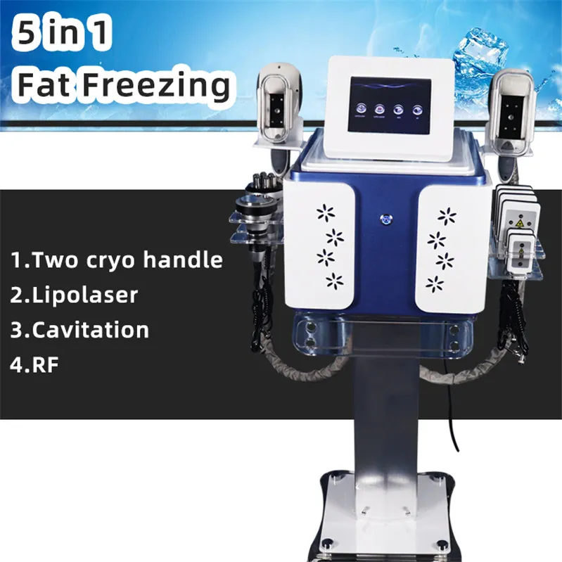 Ny 5 i 1 Fat Freezing Slimming Machine Cryoterapy Cellulite Removal Cavitation Cryolipolysis Lipolaser RF Ultraljud Liposution Lipo Laser Machine