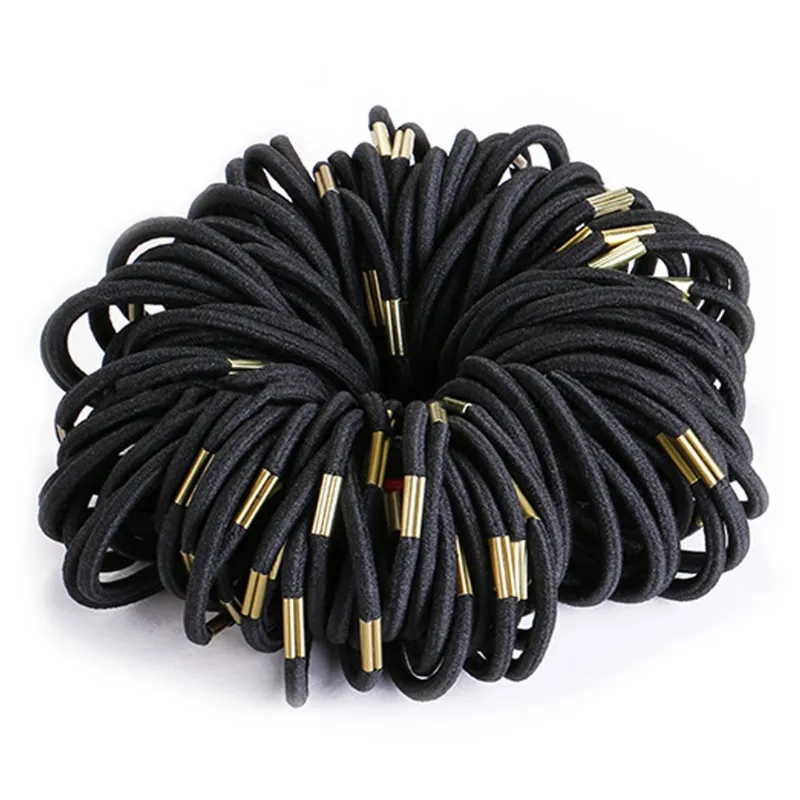 100 pièces/ensemble bandeaux élastiques noirs pour filles mode femmes Scrunchie gomme pour accessoires de cheveux bandes élastiques pour cheveux