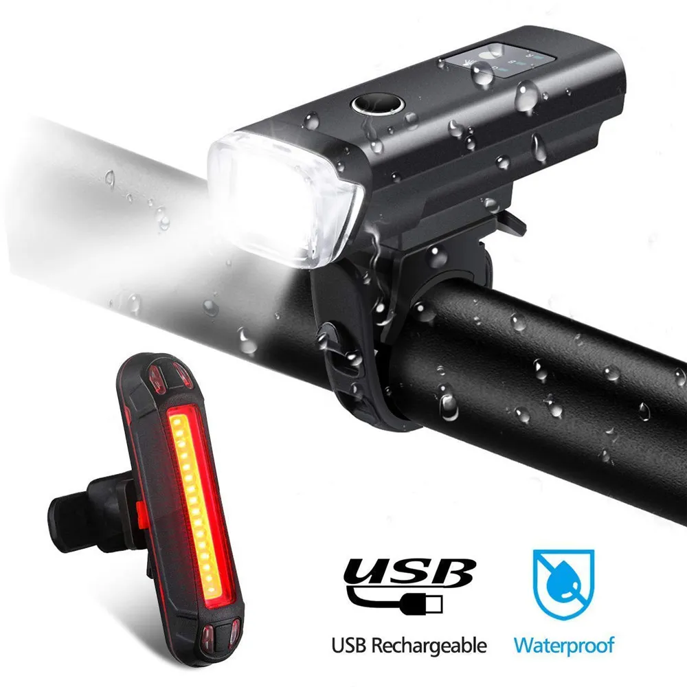 Waterproof Rechargable Bicycle Light LED Bicycle Light Set Intelligent Sensor Front Lights Bike Accessories Lamp #3N26