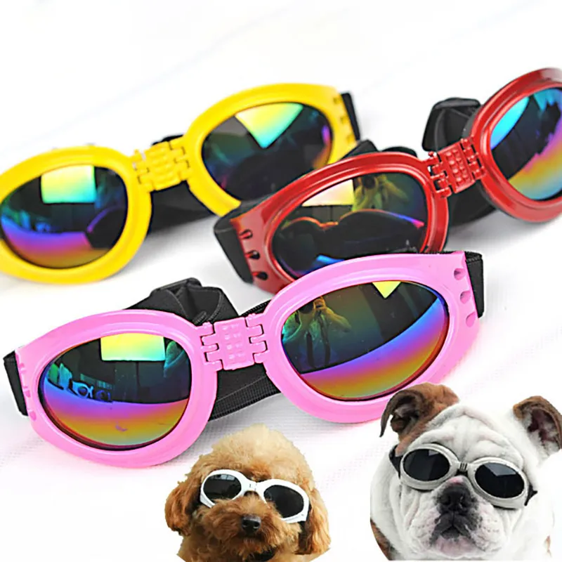 Köpek Gözlük Köpek Güneş Gözlüğü Göz Giyim Koruma Orta veya Büyük Köpek için Ayarlanabilir Kayışlı Köpekler için Su Geçirmez Pet Güneş Gözlüğü