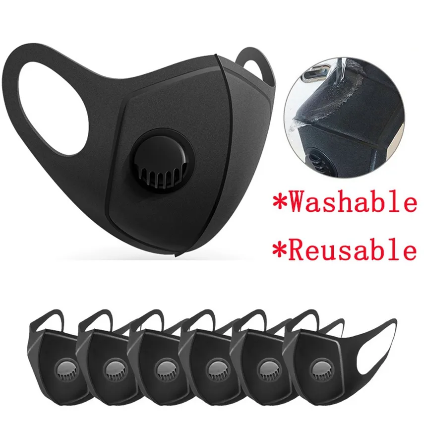 Masques de valve respiratoire réutilisables unisexes PM2,5 Masque buccal Anti-poussière Anti-pollution Masque éponge Protection Lavable Respirateur LJJA3951