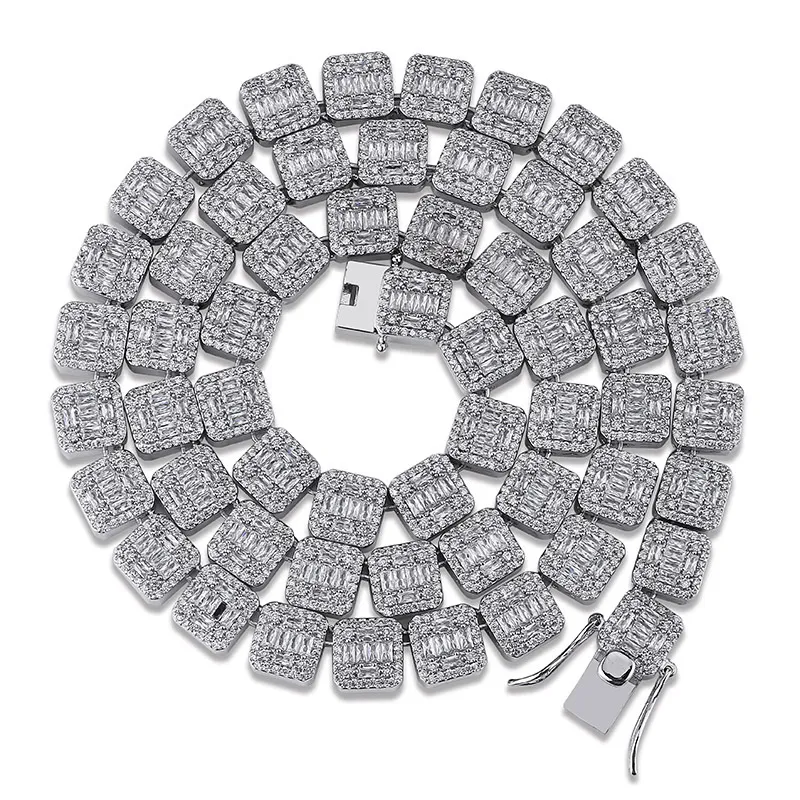 10 -миллиметровые ожерелья Prong Set Big Size Solitaire Tennis Chain Ожерелье Мужское заморожение Bling Cz Шарм Хип -хоп модные украшения 18 "22"