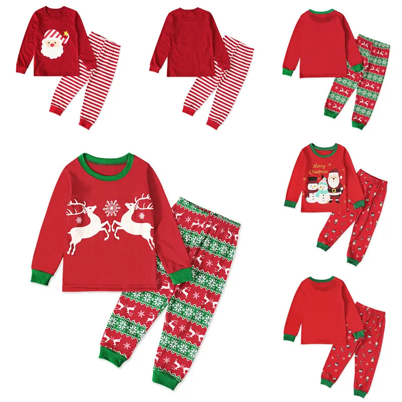 Set di vestiti natalizi per bambini Ragazza Ragazzo Abiti autunnali T-shirt da Babbo Natale Pantaloni a righe Set Pigiama a maniche lunghe per bambino