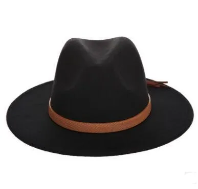 7 kleuren herfst winter zon hoed vrouwen mannen fedora hoed klassieke brede rand vilt floppy cloche cap chapeau imitatie wol cap