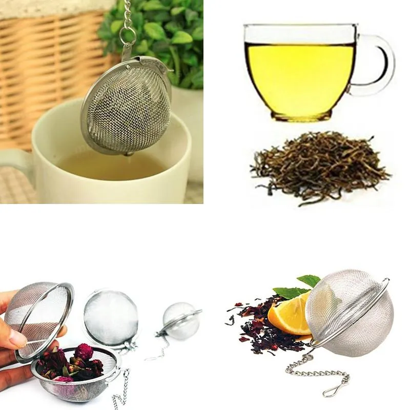 304 Rostfritt stål Mesh Tea Balls 5cm Tea Infuser Filters Filtrar Intervall Diffusor för te Kitchen Matsalverktyg