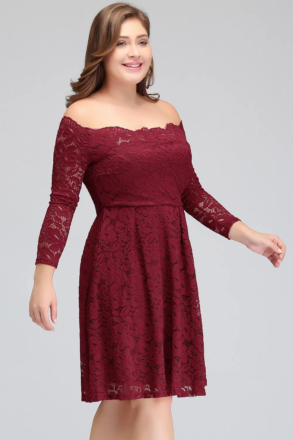 burgundy long sleeve homecoming dress SP2478 Long Sleeves Burgundy Prom Dress Short Homecoming Dress Graduat –  Siaoryne main image 1