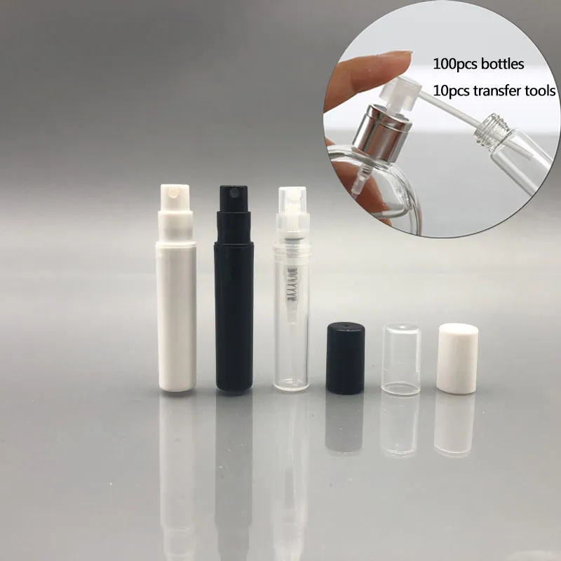 3ml / 3gram påfyllbar plastspray Tom flaska Mini Liten Round Parfym Essentiell oljeförstärkare behållare för lotionskinn mjukare prov