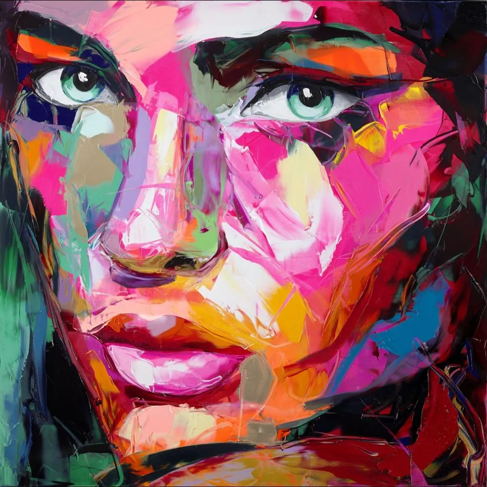 Francoise Nielly Palette Knife Impression Home Artwork Modern Portrait Handmade Oil Painting on Canvas Concave and Convex Texture Face214