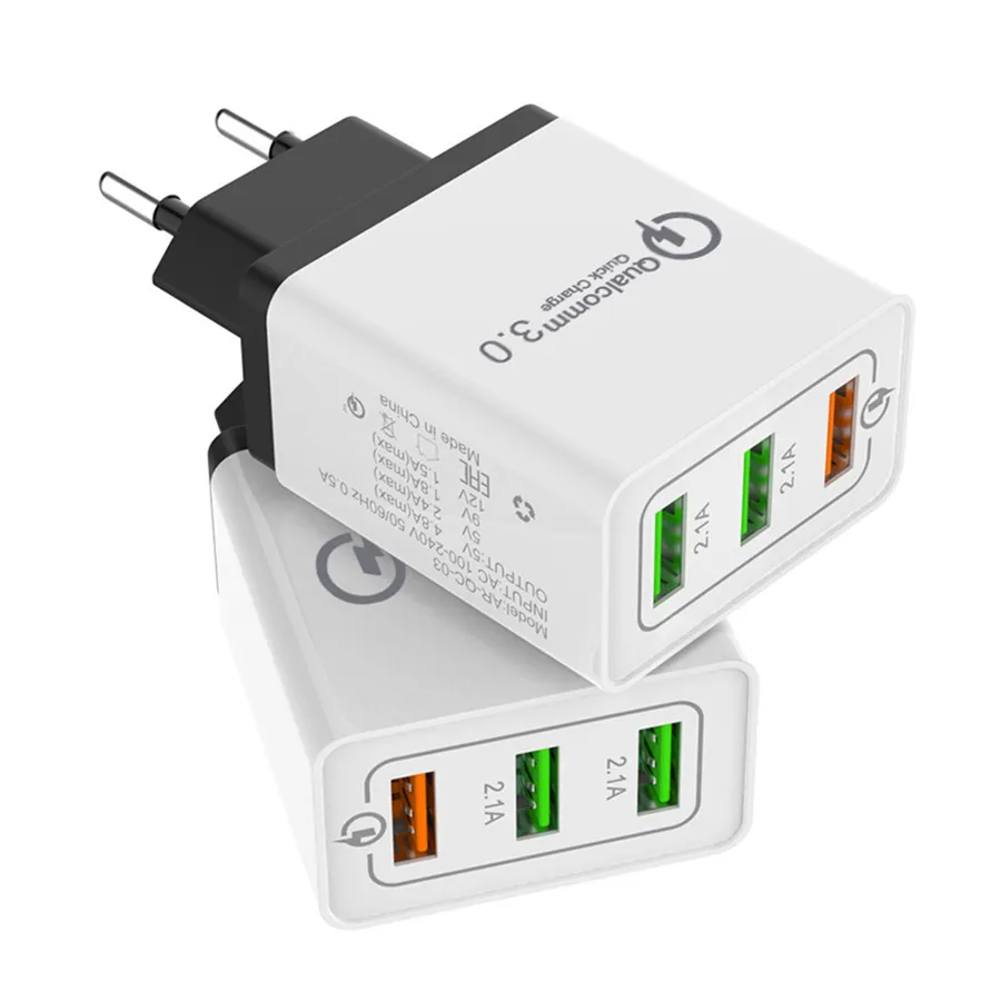 3 Ports USB-Ladegerät US EU-Stecker LED-Adapter Ladegerät Reise Bequemes Netzteil mit drei USB-Ports für Mobiltelefone