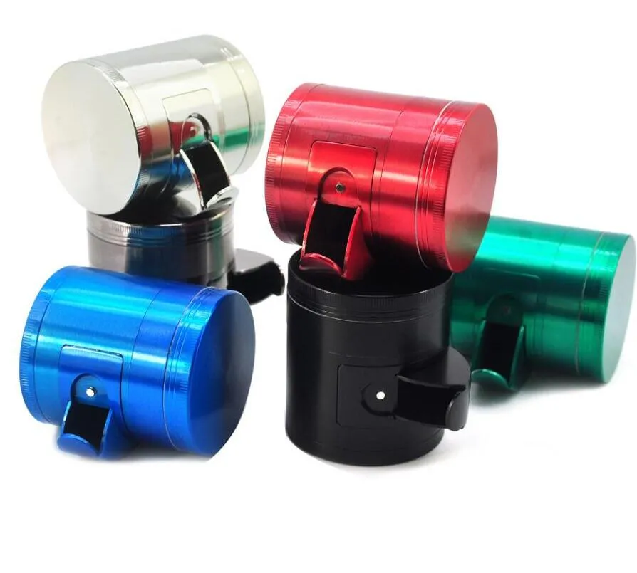 Side Opening Handle Grinders Smoking Tool 63mm 4 Layers Metal Grinder