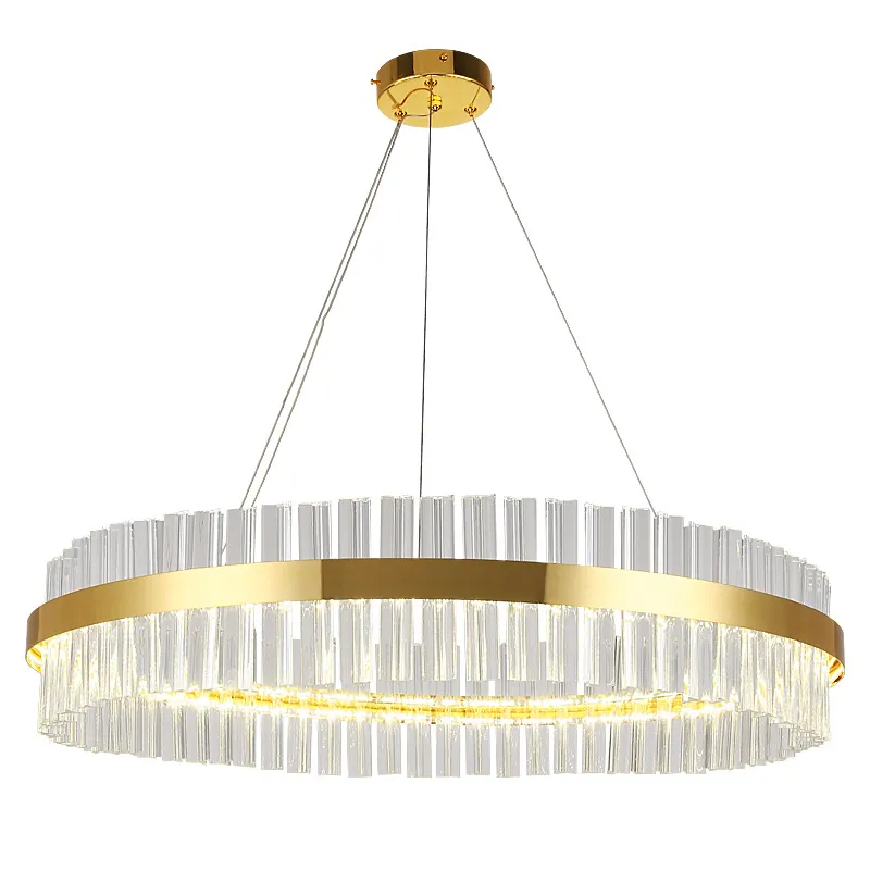 Nowoczesny kryształowy żyrandol do salonu Gold LED Lustres De Cristal Home Decoration Wiszące Oprawy oświetleniowe AC 90-265V