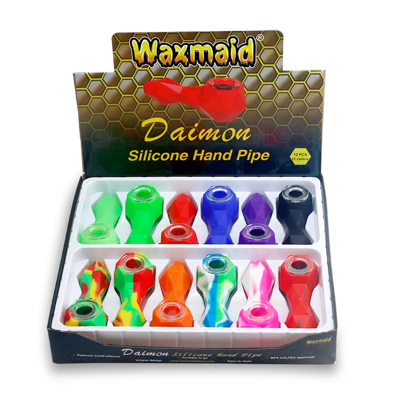 Waxmaid Diamond Raucher Handrohre Dab Rigs Silikonwasserrohr 11 Farben mit einem Geschenkpaket