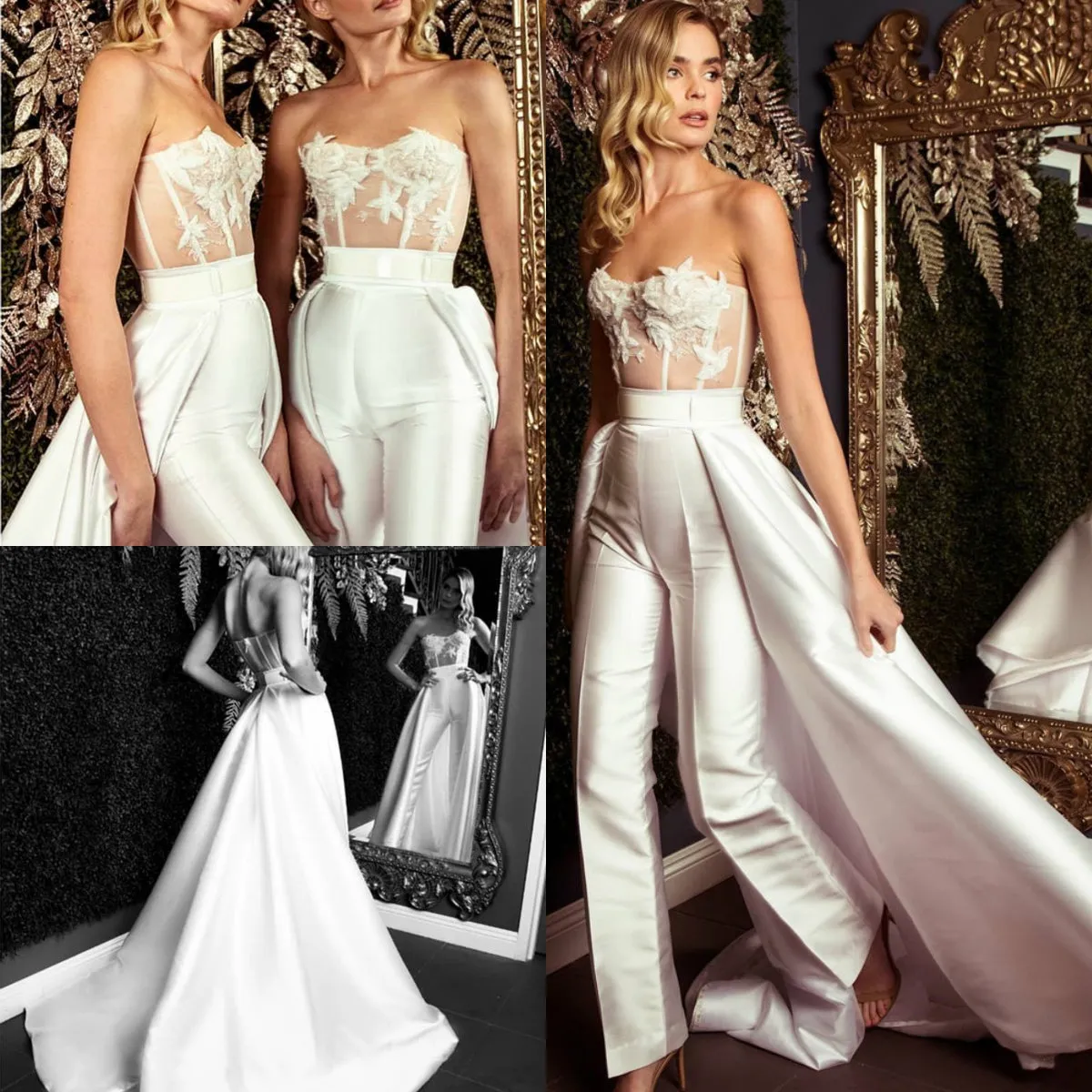 2019 أزياء بذلة حفلة موسيقية فساتين حمالة أثواب السهرة انفصال قطار vestidos دي فييستا الحرير appliqued حزب اللباس الرسمي