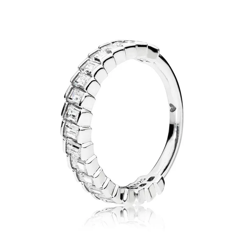 New arrival wyczyść CZ pierścionek z brylantem zestaw oryginalne pudełko dla Pandora 925 Sterling Silver Glacial Beauty Ring kobiety dziewczęta obrączki