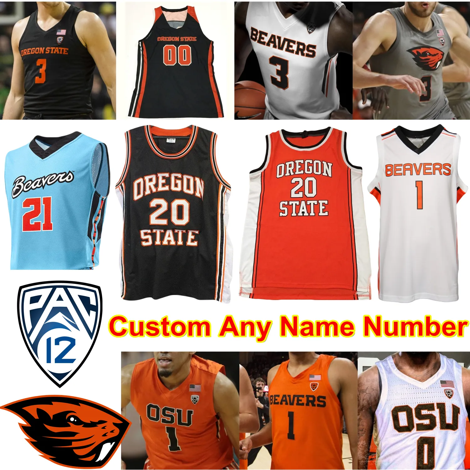 Oregon State Beavers Osu Basketball Jersey Ncaa College Payto Tres Tinle Thompson Kelley Reichle Hollinsa.c。 Green Barry Gary Payton II