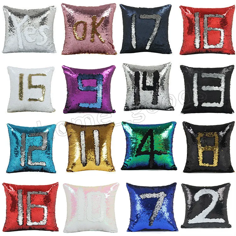 39 Design Reversible Sequin Pillow Cover Mermaid Pillow Case Glitter Magic 2 Färger Byte av soffkudde Car Cover Xmas julklappar