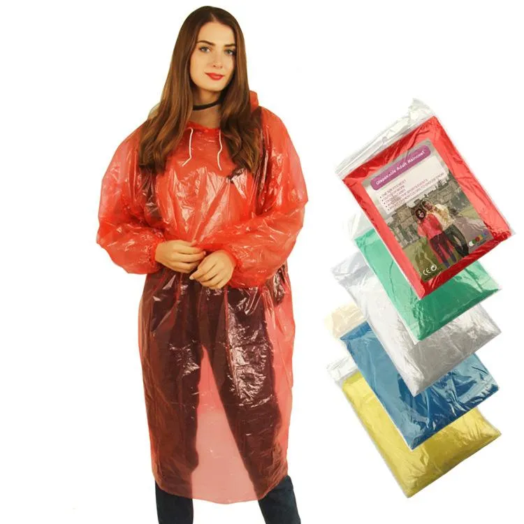 DHL Ship In stock! One-time Raincoat Hot Disposable PE Raincoats Disposable Poncho Rainwear Travel Rain Coat Rain Wear