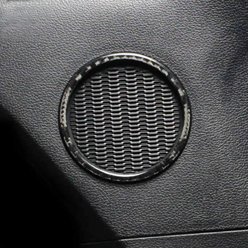 Adesivo per auto in fibra di carbonio Adesivo Porta Speaker Anello Decorazioni audio Altoparlante Audio Trim Accessori Auto per FORD Mustang Car Styling