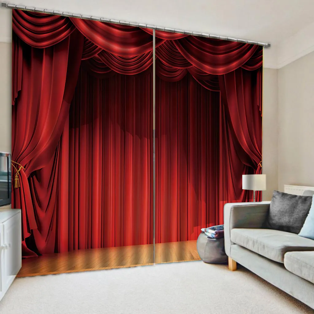 遮光3D窓カーテンレッドパレスカーテン美しくて実用的な3Dデジタル印刷カーテン